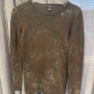 Gap Brown Gold Sweater earthy elegant rustic Sunkist shirt M top warm 100% wool